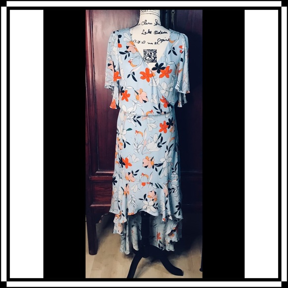 PARKER Demi SILK High-Low Floral Print Wrap Dress - Picture 16 of 16